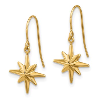 14K Star Dangle French Hook Earrings — alternate view