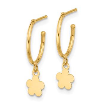 14K Polished Hoop with Flower Earrings — alternate view