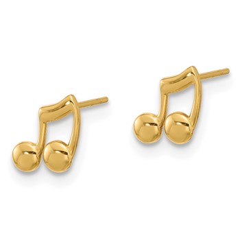 14K Polished Music Notes Post Earrings — alternate view