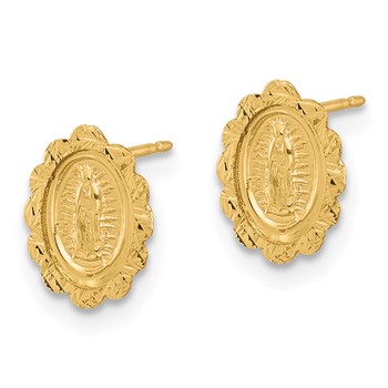 14K Diamond-Cut Small Miraculous Medal Post Earrings — alternate view