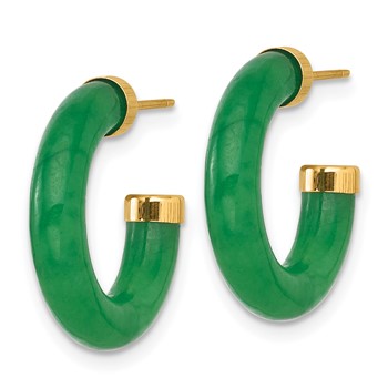 14K Polished 3.8mm Jade Post C-Hoop Earrings — alternate view
