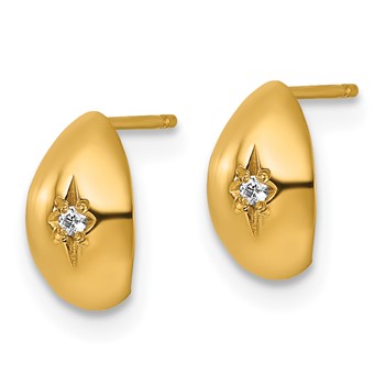 14k 5x9mm Polished CZ Star J-Hoop Post Earrings — alternate view