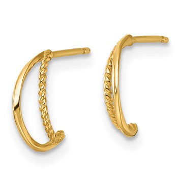 14k 2x9mm Polished and Twisted Double C-Hoop Post Earrings — alternate view