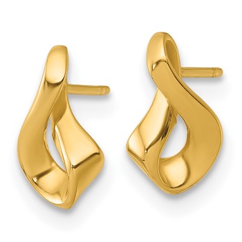 14k 6x10mm Polished Fancy Twisted Post Earrings — alternate view