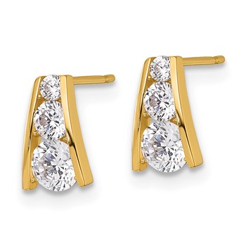14k Polished Graduated CZ Post Earrings — alternate view