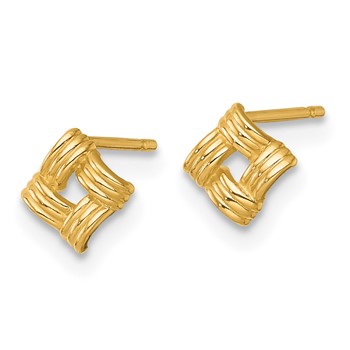 14k Polished Woven Square Post Earrings — alternate view