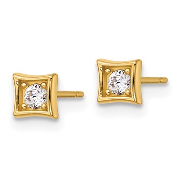 14k Polished Round CZ Square Post Earrings — alternate view