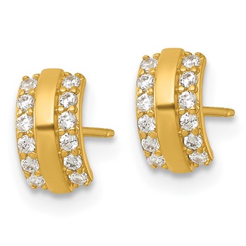 14k Polished CZ Curved Bar Post Earrings — alternate view