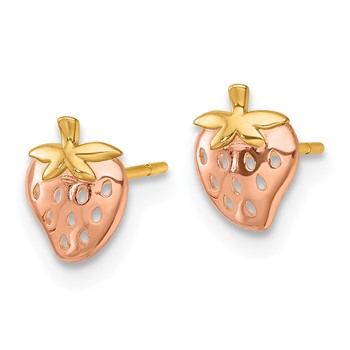 14k with Rose Rhodium Polished Strawberry Post Earrings — alternate view