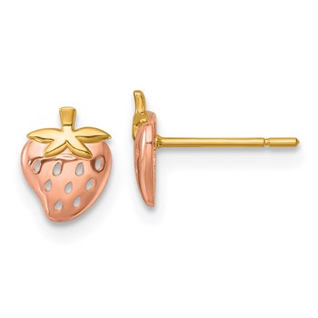 14k with Rose Rhodium Polished Strawberry Post Earrings