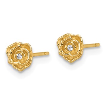 14k Polished CZ Rose Post Earrings — alternate view