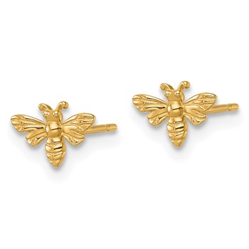 14k Polished Honey Bee Post Earrings — alternate view