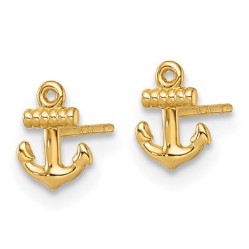 14k Polished Mini Anchor Post Earrings — alternate view