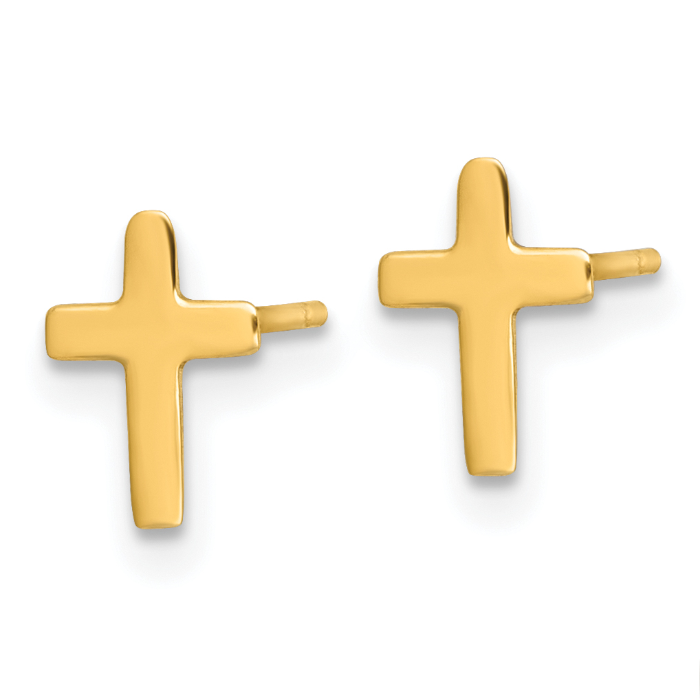 Latin Cross Post Earrings 14k Yellow Gold 8.35x6.05mm Religious detailed image 2