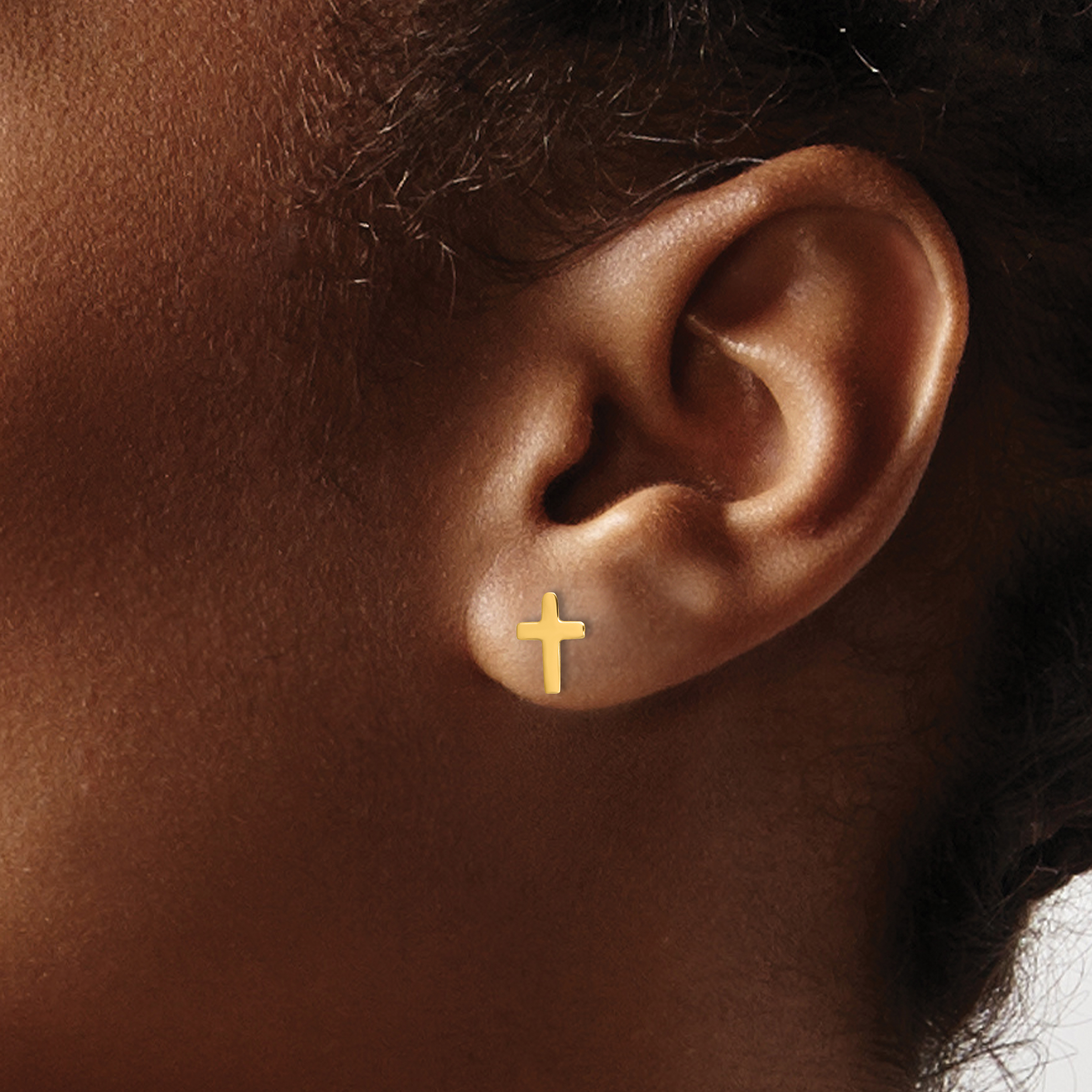 Latin Cross Post Earrings 14k Yellow Gold 8.35x6.05mm Religious detailed image 3