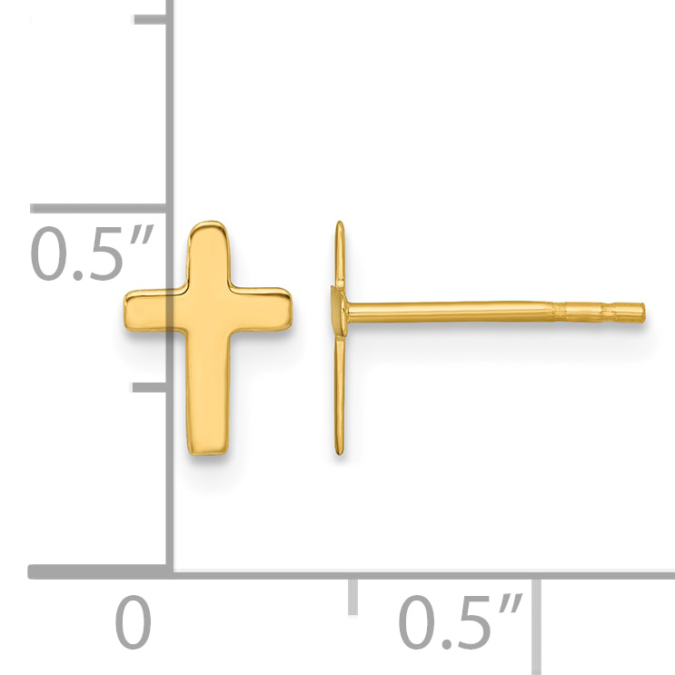 Latin Cross Post Earrings 14k Yellow Gold 8.35x6.05mm Religious detailed image 4