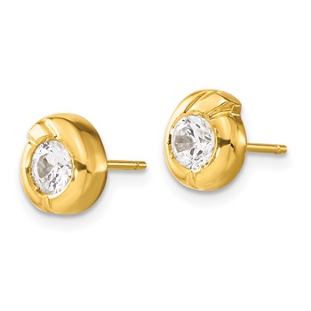14k Polished Fancy CZ Post Earrings — alternate view