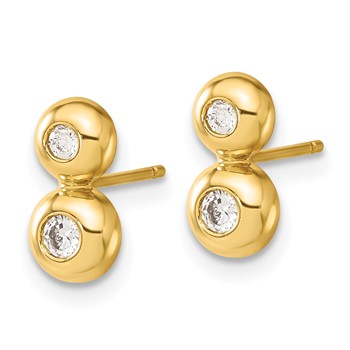 14ky Polished CZ Post Earrings — alternate view