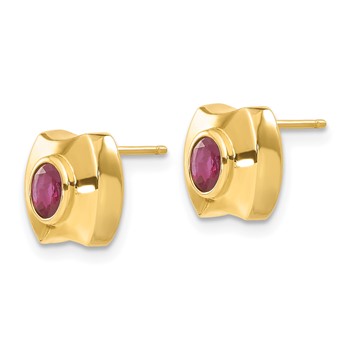 14K Yellow Gold Ruby Post Earrings — alternate view