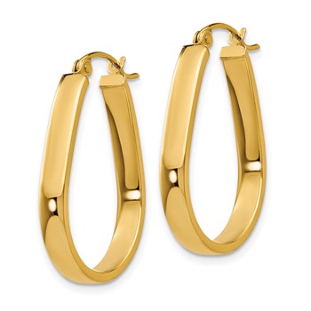 14k 3.5x27mm Polished Oval Tube Hoop Earrings — alternate view