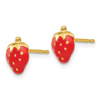 14k Red Enameled Strawberry Post Earrings — alternate view