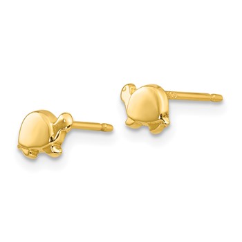 14k Polished Mini Turtle Post Earrings — alternate view
