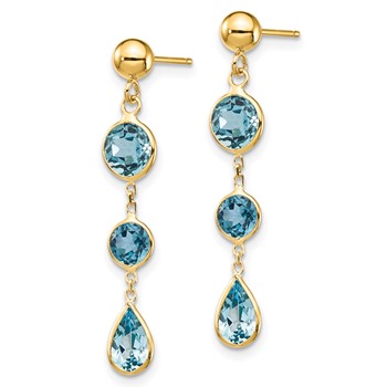 14k Blue Topaz Dangle Post Earrings — alternate view