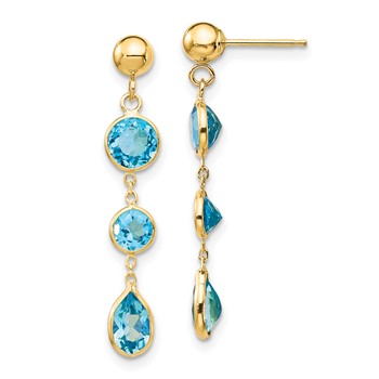 14k Blue Topaz Dangle Post Earrings