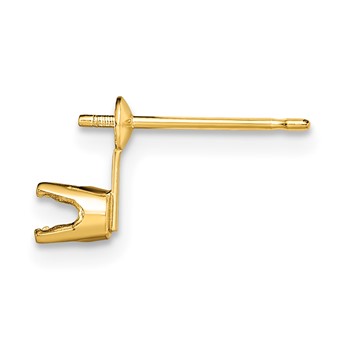 14k Single 6.0mm Pearl Post with .10ct. Diamond Accent Earring Mounting — alternate view