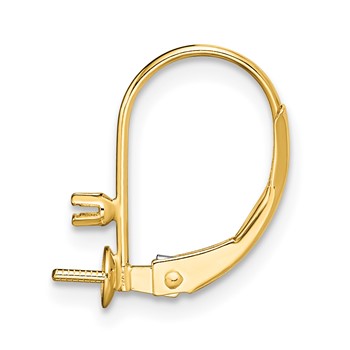 14k Single 5-6mm Pearl Leverback with 1.3 Diamond Accent Earring Mounting