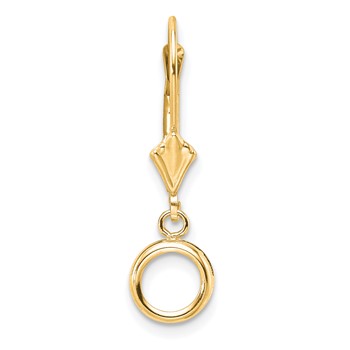14k Single 5mm Round Dangle Bezel Fleur De Lis Leverback Earring Mounting — alternate view