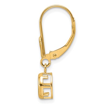 14k Single 5mm Round Dangle Bezel Fleur De Lis Leverback Earring Mounting