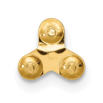 14k Single Polished Triple 3mm Pearl Cups with Pegs Post Earring Mounting — alternate view