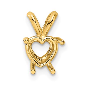 14ky Heart 4-Prong Cast Medium Weight 4.0mm Pendant Setting