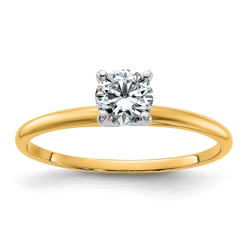 14ktt 1/2ct Lab Grown Diamond VS+ F+ Round Complete Solitaire Eng Ring
