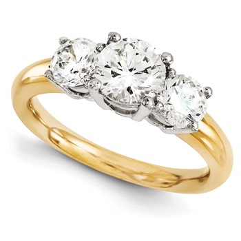14k Two-tone Round Moissanite 3 Stone Ring