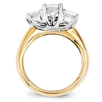 14k Two-tone Round Moissanite 3 Stone Ring — alternate view