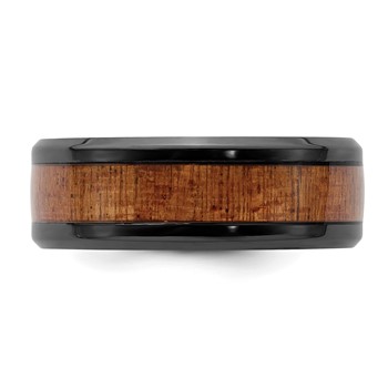 Chisel Black Zirconium Polished with Sapele Wood Inlay 8mm Band — alternate view