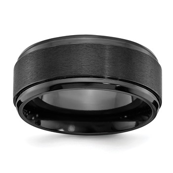 Chisel Black Zirconium Polished with Brushed Center 9mm Beveled Edge Band