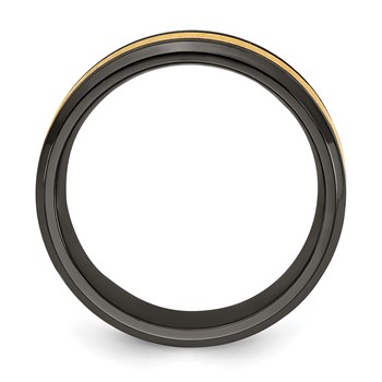 Chisel Black Zirconium Brushed and Polished with Yellow IP-plated Center 8mm Band — alternate view