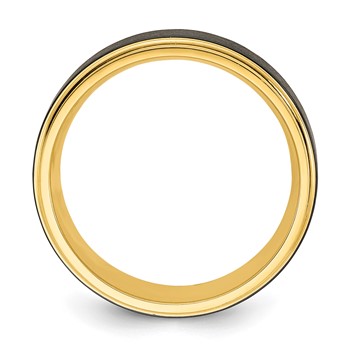 Chisel Black Zirconium Polished Yellow IP-plated with Brushed Center 8mm Band — alternate view