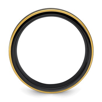 Black Zirconium Polished Yellow IP-plated w/Brushed Black Center 8mm Band — alternate view