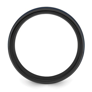 Chisel Black Zirconium Polished with Blue IP-plated Stripes 8mm Band — alternate view