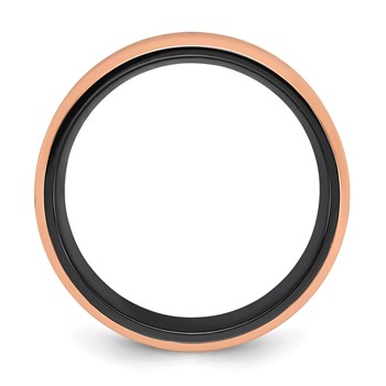 Chisel Black Zirconium Polished Rose IP-plated Edges with Black Carbon Fiber Inlay 8mm Band — alternate view