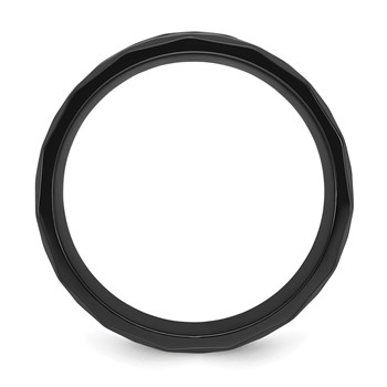 Chisel Black Zirconium Polished Faceted with Wood and Deer Antler Inlay 8mm Band — alternate view