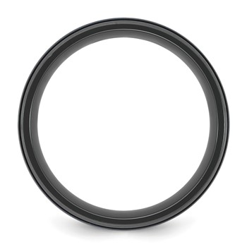 Chisel Black Zirconium Polished and Brushed Blue IP Double Grooved 8mm Ring — alternate view