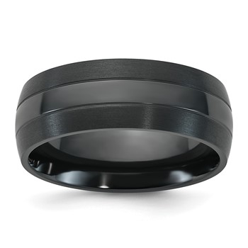 Chisel Black Zirconium Brushed With Polished Center 8mm Ring