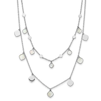 Leslie's Sterling Silver Rh-plated MOP 2-strand w/ 1.5in ext. Choker